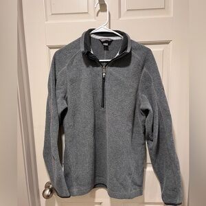 Eddie Bauer Men's Zip-Up Gray 1/4 Zip Brushed Fleece